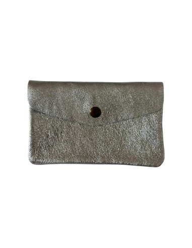 Porte monnaie en cuir irisé grand modèle avec poche zippée