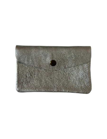 Porte monnaie en cuir irisé grand modèle avec poche zippée