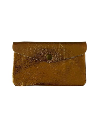 Porte monnaie en cuir irisé grand modèle avec poche zippée