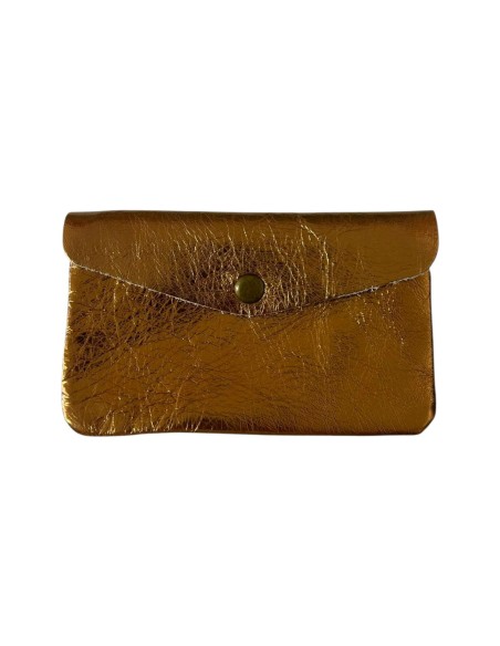 Porte monnaie en cuir irisé grand modèle avec poche zippée