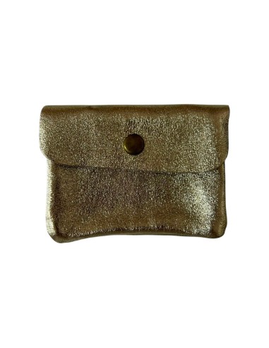 Porte monnaie en cuir irisé petit modèle avec poche zippée