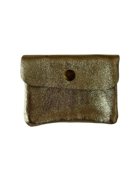 Porte monnaie en cuir irisé petit modèle avec poche zippée