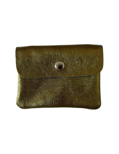 Porte monnaie en cuir irisé petit modèle avec poche zippée