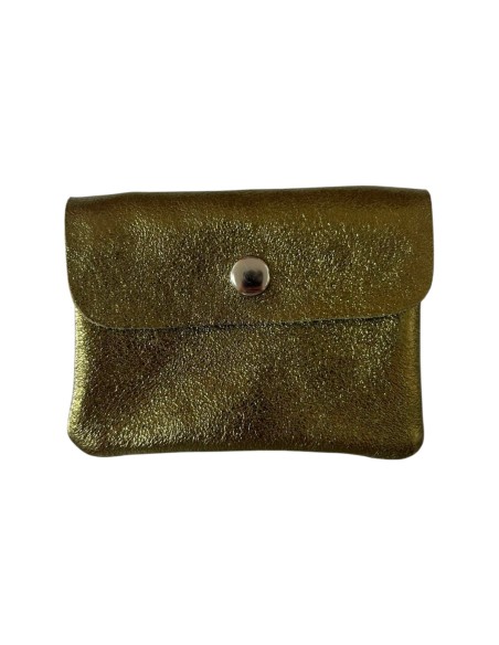 Porte monnaie en cuir irisé petit modèle avec poche zippée