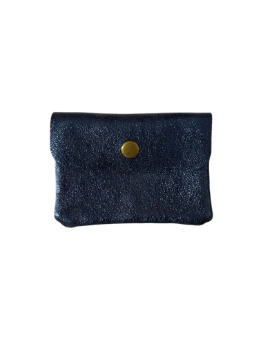 Porte monnaie en cuir irisé petit modèle avec poche zippée