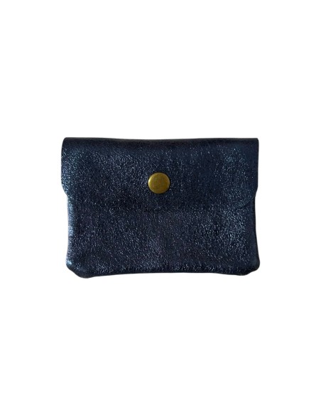 Porte monnaie en cuir irisé petit modèle avec poche zippée