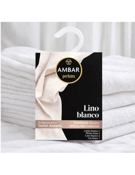 Sachet parfumé suspendu Ambar Parfums pour armoire - Lino Blanco