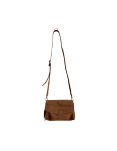 Sac femme Mandoline Accordéon en suédine Fauve - Bandoulière réglable et amovible