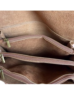 Sac femme Mandoline Accordéon en suédine Fauve - Bandoulière réglable et amovible 2