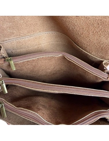 Sac femme Mandoline Accordéon en suédine Fauve - Bandoulière réglable et amovible