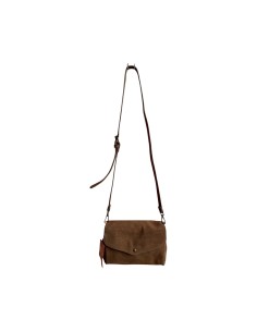 Sac femme Mandoline Accordéon en suédine Moka - Bandoulière réglable et amovible