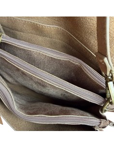 Sac femme Mandoline Accordéon en suédine Moka - Bandoulière réglable et amovible 2