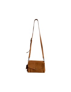 Sac femme Mandoline Accordéon en suédine Camel - Bandoulière réglable et amovible