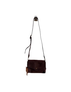 Sac femme Mandoline Accordéon en suédine Coffee - Bandoulière réglable et amovible