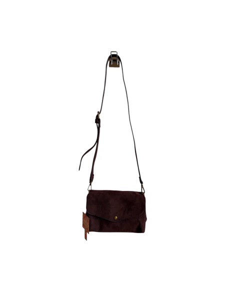 Sac femme Mandoline Accordéon en suédine Coffee - Bandoulière réglable et amovible