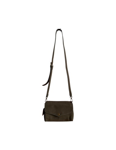 Sac femme Mandoline Accordéon en suédine Kaki - Bandoulière réglable et amovible