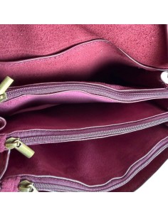 Sac femme Mandoline Accordéon en suédine Prune - Bandoulière réglable et amovible 2