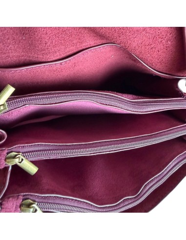 Sac femme Mandoline Accordéon en suédine Prune - Bandoulière réglable et amovible