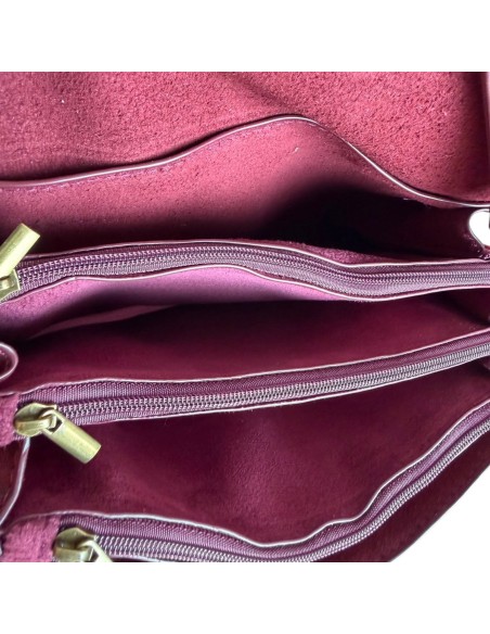 Sac femme Mandoline Accordéon en suédine Prune - Bandoulière réglable et amovible