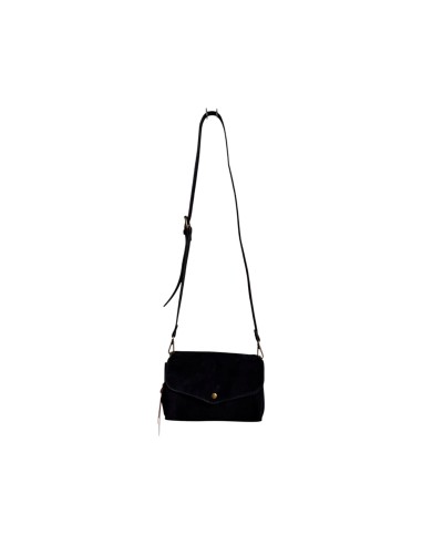 Sac femme Mandoline Accordéon en suédine Noir - Bandoulière réglable et amovible