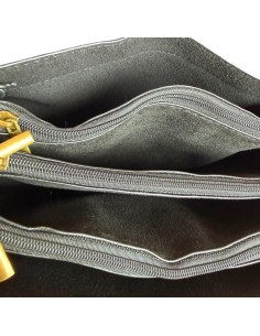 Sac femme Mandoline Accordéon en suédine Noir - Bandoulière réglable et amovible 2