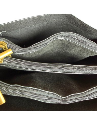 Sac femme Mandoline Accordéon en suédine Noir - Bandoulière réglable et amovible