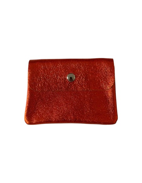 Porte monnaie en cuir irisé petit modèle avec poche zippée