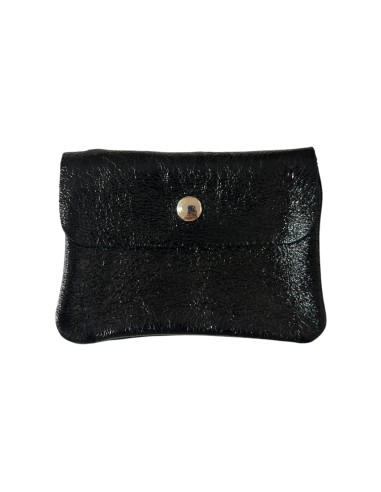 Porte monnaie en cuir irisé petit modèle avec poche zippée