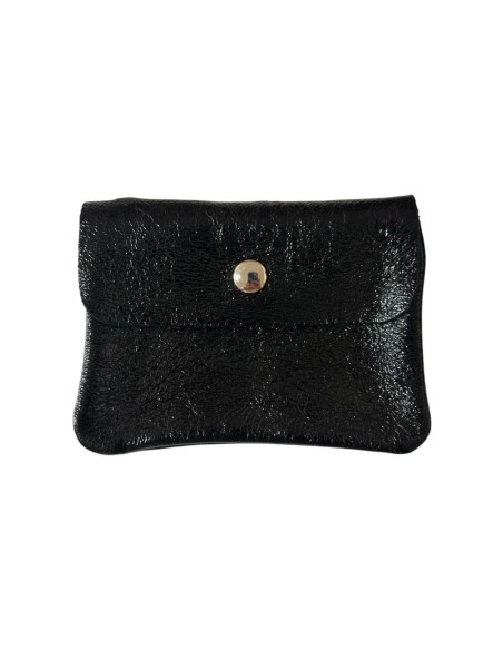 Porte monnaie en cuir irisé petit modèle avec poche zippée