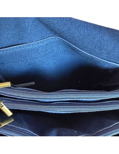 Sac femme Mandoline Accordéon en suédine Marine - Bandoulière réglable et amovible 2