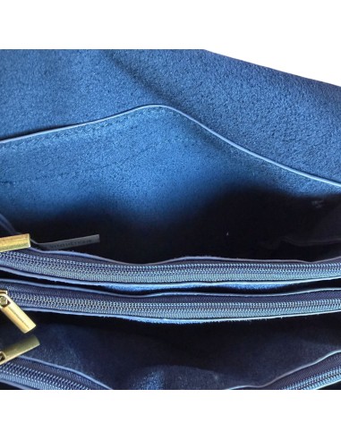 Sac femme Mandoline Accordéon en suédine Marine - Bandoulière réglable et amovible
