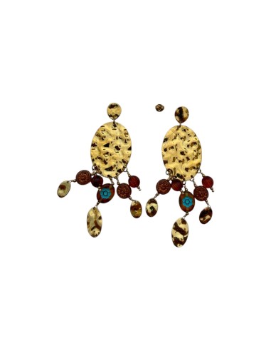 Boucles d'oreilles pendantes dorées en acier inoxydable