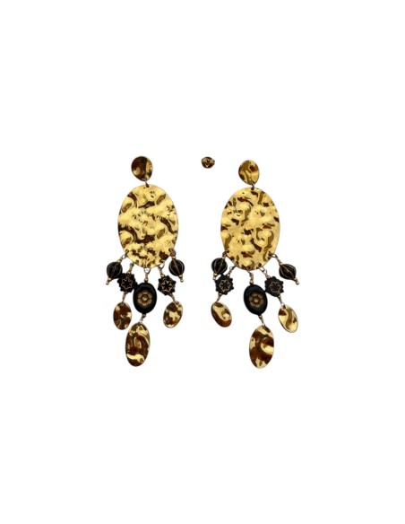 Boucles d'oreilles pendantes dorées en acier inoxydable