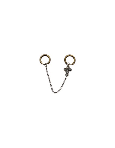 Mono boucle d'oreille croix strass en acier inoxydable