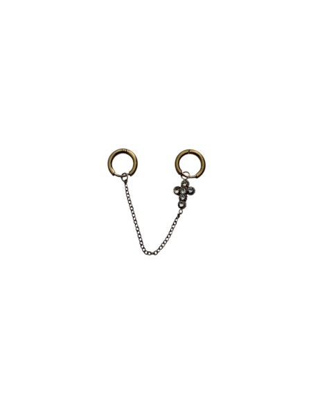Mono boucle d'oreille croix strass en acier inoxydable