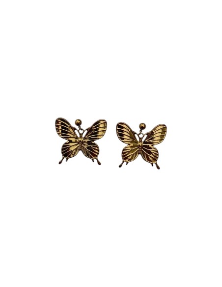 Boucles d'oreilles pendantes dorées grand papillon en acier inoxydable
