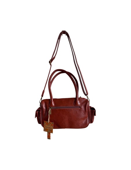 Sac femme Mandoline Multi poches Camel - Bandoulière réglable et amovible & Anses fixes