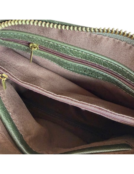 Sac femme Mandoline Multi poches Kaki - Bandoulière réglable et amovible & Anses fixes
