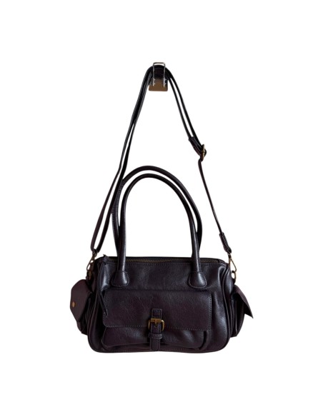 Sac femme Mandoline Multi poches Marine - Bandoulière réglable et amovible & Anses fixes