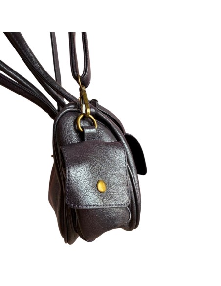 Sac femme Mandoline Multi poches Marine - Bandoulière réglable et amovible & Anses fixes