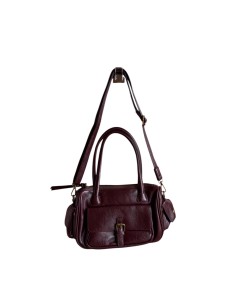 Sac femme Mandoline Multi poches Prune - Bandoulière réglable et amovible & Anses fixes