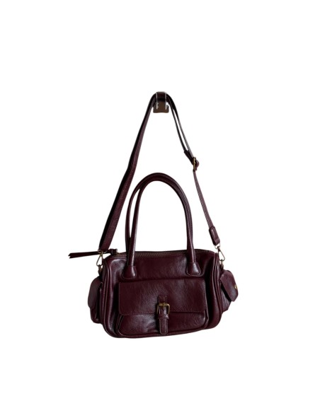 Sac femme Mandoline Multi poches Prune - Bandoulière réglable et amovible & Anses fixes