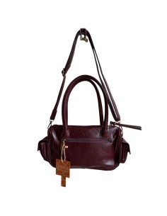 Sac femme Mandoline Multi poches Prune - Bandoulière réglable et amovible & Anses fixes 2