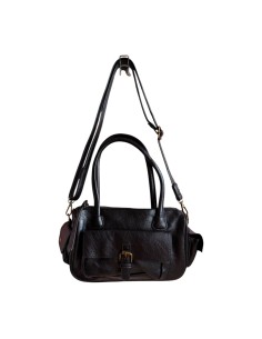Sac femme Mandoline Multi poches Noir - Bandoulière réglable et amovible & Anses fixes