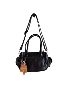 Sac femme Mandoline Multi poches Noir - Bandoulière réglable et amovible & Anses fixes 2
