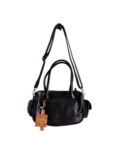 Sac femme Mandoline Multi poches Noir - Bandoulière réglable et amovible & Anses fixes