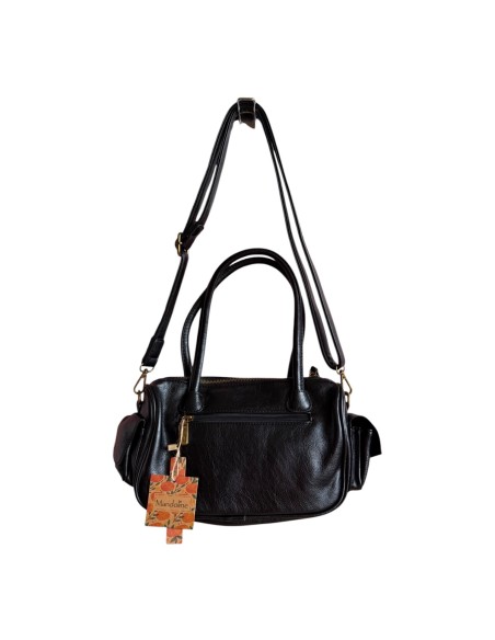 Sac femme Mandoline Multi poches Noir - Bandoulière réglable et amovible & Anses fixes
