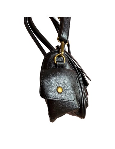 Sac femme Mandoline Multi poches Noir - Bandoulière réglable et amovible & Anses fixes