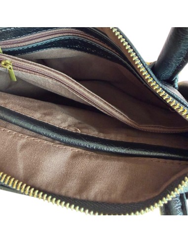 Sac femme Mandoline Multi poches Noir - Bandoulière réglable et amovible & Anses fixes