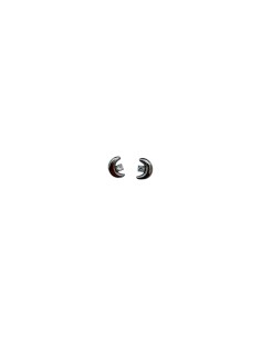 Puces d'oreilles argentées croissant de lune et strass en acier inoxydable